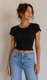 Altard State Black Crop Top Medium Short Sleeve Y2K Edgy Streetwear Night Out Photo 0