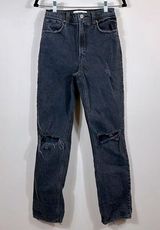 Abercrombie Distress 90s Straight Ultra High Rise Women Black Jeans Size 24 /00L Photo 0