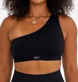 Set Active Women's Size S SCULPTFLEX RIBBED ONE SHOULDER BRA Black Photo 0
