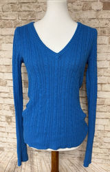 American Eagle Sweater Womens M Blue Cable‎ Knit Babydoll Bella Swan Y2K Photo 0