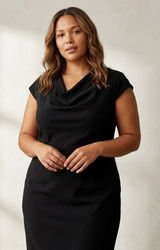 Calvin Klein plus size 20W black shift sheath dress career short cap sleeve LBD Photo 0