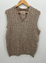 Vintage Jantzen Cable Knit Sweater Vest Tan Wool‎ Blend Grandpa Academia L Photo 0