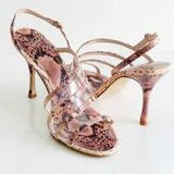 Louise et Cie Nabila Sandals Women 9.5 Pink Snakeskin Clear PVC Strappy Photo 0