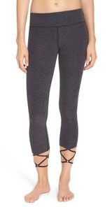 Beyond Yoga S Small‎ Space-Dye Strappy Hem Ballet Leggings Black Steel SM15AW Photo 0