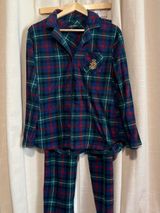 Lauren Ralph Lauren Green, Navy & Red Plaid Button-Down PJ Set Photo 0