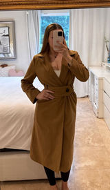 BLOWOUT SALE - Lim Belted Wool Coat Camel Brown Long Trench Style Tailored Jacket Photo 0