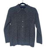 Quince Mongolian Cashmere Wide-Rib Collared Cardigan Heather Charcoal Size Small Photo 0