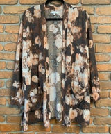 Maurices Womens XXL Brown Tan Tie‎ Dye Open Front Knit Cardigan Sweater Pockets Photo 0