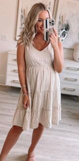 Tiered Beige Babydoll Dress Photo 0