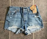 Levi's Blue Jean Shorts Distressed High-Waisted 501’s Photo 0