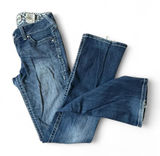 Ariat Womens Real Denim Bootcut Jeans Low Rise Whiskered Distressed Medium Wash Photo 0