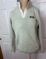 L.L. Bean Women’s Pullover Sweater Fleece off white tan Jacket XS Photo 0