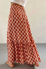 Rosa Clothing Boho Geometric Print Maxi Skirt Tiered A-Line Flowy Skirt medium Photo 0