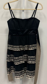 Y2K BCBGMaxAzria Silk Strapeless‎ Mini Tiered Babydoll Dress with Tie Black Sz 6 Photo 0