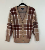 Rachel Zoe Brown Plaid Button-Front Cardigan Sweater Size Small Photo 0
