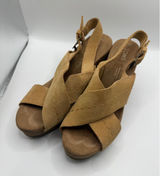 TOMS Monica Honey Suede Platform Wedge Sandals Womens 6.5 Tan Brown Heels Photo 0