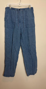 Vintage Lauren Ralph Lauren Linen Pants Womens M Blue Stripe Drawstring Y2K Photo 0