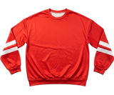 Red Varsity Crewneck Sweatshirt White Sleeve Stripes Sporty Fleece Casual Small Photo 0