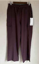 Mondetta Wide Leg Cargo Pants Womens Medium Fudge Purple Brown NWT Drawstring Photo 0