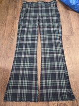 American Eagle Outfitters Plaid Flare Pants - Navy and Teal Size 14 Long Tall Photo 0
