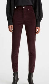 Levi’s Wedgie Skinny Burgundy High Rise Velveteen Womans Jeans Pants 33 Corduroy Photo 0
