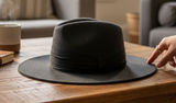 Zara Accessories Black Wool Blend Wide Brim Fedora Hat‎ Size Medium 58cm Pinched Photo 0