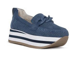 NYDJ Fern‎ Blue Suede Perforated Platform Loafers Chain Size 9 Photo 0