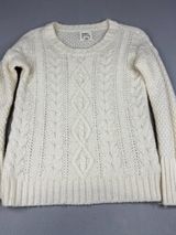 Between Me & You Ivory Cable Knit Fisherman Sweater Wool Blend Women’s XS Photo 0