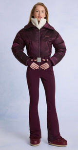 Bo+Tee Oh Polly Waterproof Burgundy Cream Belted Layered Ski Suit Insulated XS Photo 0