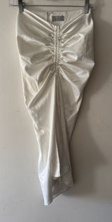 Outcast Ivory White Satin Cinched Draped Skirt Adjustable‎ Photo 0