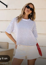 NUUDS Short Sleeve Stripe Boxy Tee Sz L NEW Photo 0