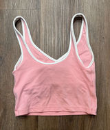 Aerie OFFLINE Pink Cropped‎ Tank Top White Trim XS Photo 0