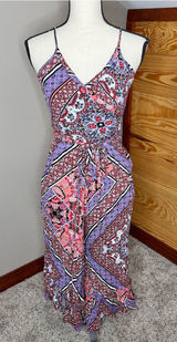 Cotton Candy LA Floral Paisley Spaghetti Strap Cropped Wide Leg Jumpsuit Small S Photo 0