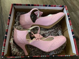 Pin-Up Couture Flapper Pink T-Strap Kitten Heels Retro Sz 6 Photo 0