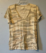 PINK Victoria's Secret Tan Camouflage V-Neck Short Sleeve T-Shirt Large Photo 0