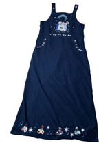 Christopher & Banks Vintage Snowman Corduroy Jumper Dress Womens M Navy Holiday Photo 0