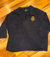 Lauren Ralph Lauren Polo Top Womens 3X Black Good Crest Embroidered 3/4 Sleeve Photo 0