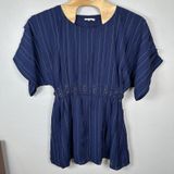 Tularosa Sienna Mini Dress Blue Pinstriped Size XL Slouchy Oversized Punk‎ Rock Photo 0