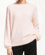 Boden Francesca Sweater Women's L Balloon Sleeve Rib Knit Mohair Knit Pink Large Photo 0
