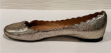 Chloé Lauren Ballet Flats‎ Womens 38.5 Gold Scalloped Metallic Leather Photo 0