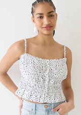 J. Crew Floral Crop Poplin Smocked Tank Top Photo 0