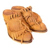 SixtySeven Suede Fringe Mules Womens 40 US 9 9.5 Western Kiltie Pointed Toe Photo 0