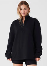 Alo Yoga Renown Heavyweight 1/4 Zip Sweatshirt Black Unisex Medium Pullover M⁠ Photo 0