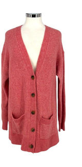 J. Crew Long Cardigan Sweater Pockets Pink Heather Preppy Cozy Size Medium Photo 0