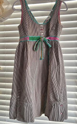 Ivy Jane Striped Patchwork Peekaboo Pleat Dress Size Small artsy prairie cotton Photo 0