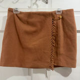 PINK Victoria's Secret Camel Brown Wrap Mini Skirt with Fringe Size xxl Photo 0
