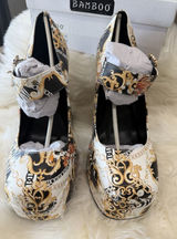 Bamboo Size 8‎ Tiger Baroque Print Platform Block Heel Mary Jane Women's Shoes Photo 0