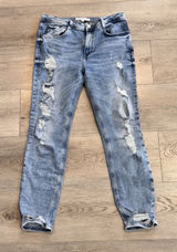 Zara Trafaluc Jeans Denim Makers High Rise Straight 6 or 28 Regular Distressed Photo 0