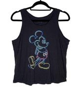 Disney Mickey Mouse Neon Line Portrait Tank Top Workout Pullover Black Size XL Photo 0