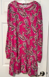 Crown & Ivy Pink Paisley Printed Prairie Ruffle Hem Long Sleeve Mini Dress Sz XL Photo 0